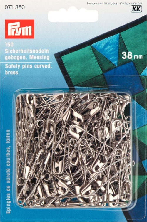 Prym 38 mm Safety Pins Curved with Coil Brass 