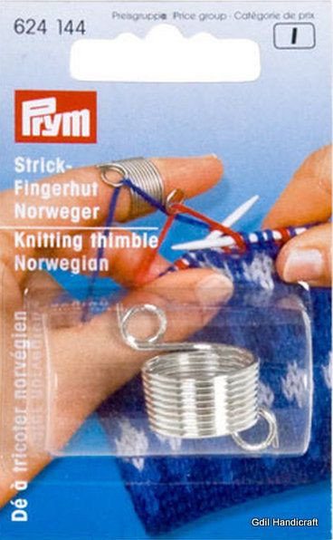 624144 Prym Knitting Thimble 'Norwegian' Metal with 2 yarn guides x 5 Pks —  S E Simons